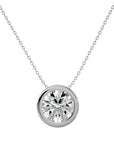Lanț din Aur 14k cu Pandantiv Solitaire Rotund Bezel din Diamant Create în Laborator de 1.08 ct din 14K Aur Alb - Castelo.ro
