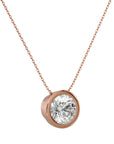 Lanț cu Pandantiv Solitaire Rotund Bezel din Diamant Create în Laborator de 1.08 ct din 18K Aur Roz - Castelo.ro