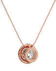Lanț din Aur 14k cu Pandantiv Solitaire Rotund Bezel din Diamant Natural de 1.08 ct din 14K Aur Roz - Castelo.ro
