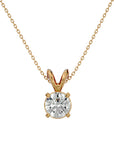 Lanț cu Pandantiv Solitaire Rotund din Diamant Create în Laborator de 0.59 ct din 18K Aur Galben - Castelo.ro
