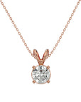 Lanț din Aur 14k cu Pandantiv Solitaire Rotund din Moissanite de 0.59 ct din 14K Aur Roz - Castelo.ro