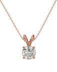 Lanț din Aur 14k cu Pandantiv Solitaire Rotund din Diamant Create în Laborator de 0.59 ct din 14K Aur Roz - Castelo.ro