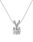 Lanț din Aur 14k cu Pandantiv Solitaire Rotund din Diamant Natural de 0.59 ct din 14K Aur Alb - Castelo.ro