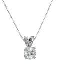 Lanț din Aur 14k cu Pandantiv Solitaire Rotund din Diamant Natural de 0.59 ct din 14K Aur Alb - Castelo.ro