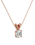 Lanț din Aur 14k cu Pandantiv Solitaire Rotund din Diamant Natural de 0.59 ct din 14K Aur Roz - Castelo.ro