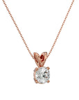 Lanț din Aur 14k cu Pandantiv Solitaire Rotund din Moissanite de 0.59 ct din 14K Aur Roz - Castelo.ro