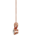 Lanț din Aur 14k cu Pandantiv Solitaire Rotund din Diamant Natural de 0.59 ct din 14K Aur Roz - Castelo.ro