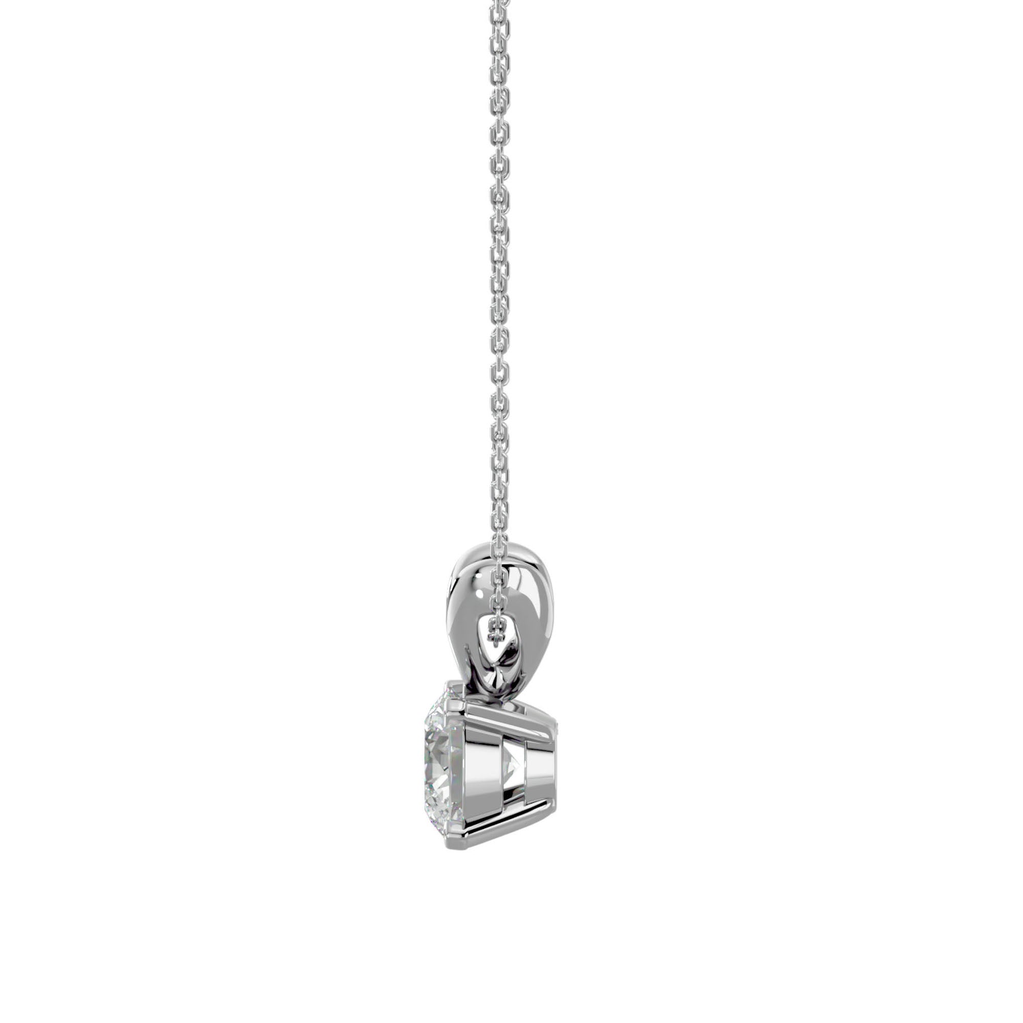 Lanț din Aur 14k cu Pandantiv Solitaire Rotund din Diamant Natural de 0.59 ct din 14K Aur Alb - Castelo.ro