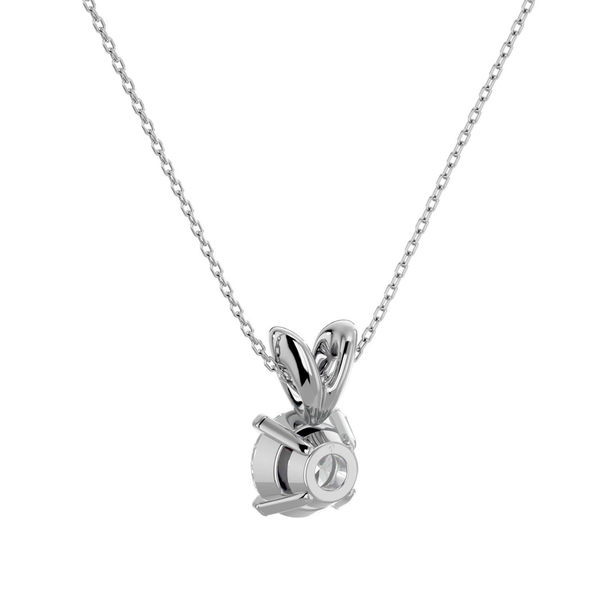 Lanț din Aur 14k cu Pandantiv Solitaire Rotund din Diamant Natural de 0.59 ct din 14K Aur Alb - Castelo.ro