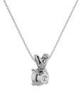 Lanț din Aur 14k cu Pandantiv Solitaire Rotund din Diamant Natural de 0.59 ct din 14K Aur Alb - Castelo.ro