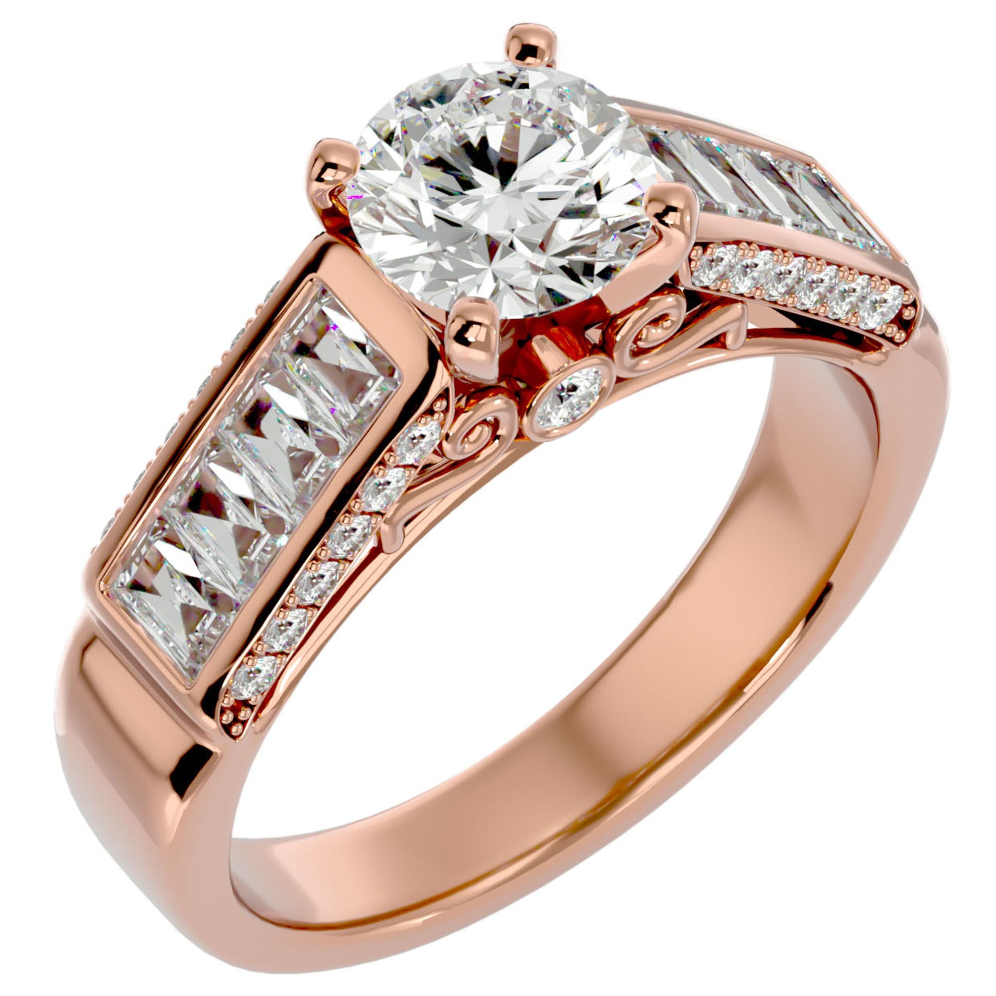 Inel De Logodnă Sentier Lumineux din Aur 14k cu Diamante Create în Laborator de 1.95 ct din 14k Aur Roz - Castelo.ro