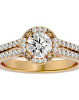 Inel de Logodnă din Aur 14k cu Moissanite Halo Etern Pavé de 1.13 ct din 14k Aur Galben - Castelo.ro
