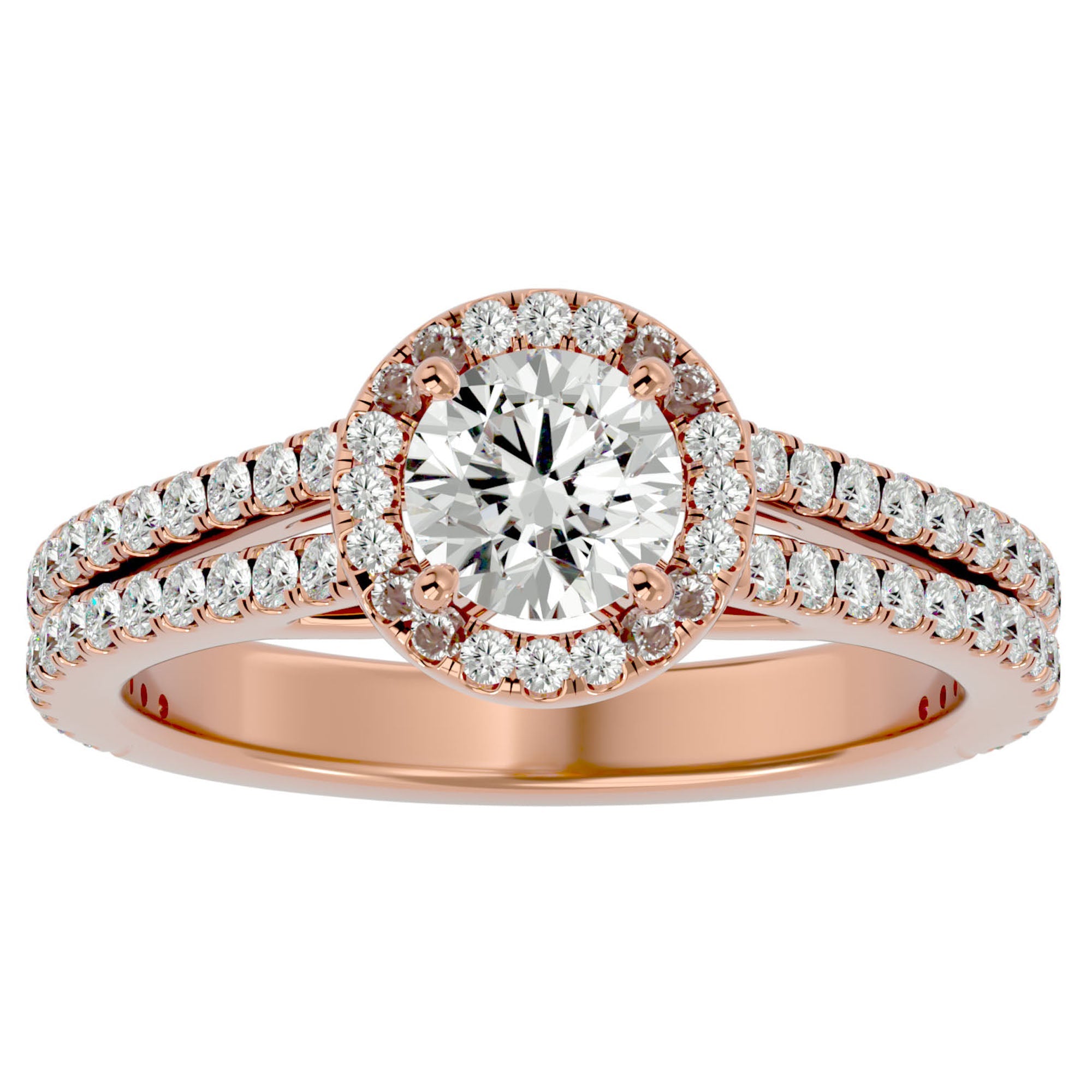 Inel de Logodnă din Aur 14k cu Diamante Create în Laborator Halo Etern Pavé de 1.13 ct din 14k Aur Roz - Castelo.ro