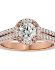 Inel de Logodnă din Aur 14k cu Diamante Create în Laborator Halo Etern Pavé de 1.13 ct din 14k Aur Roz - Castelo.ro