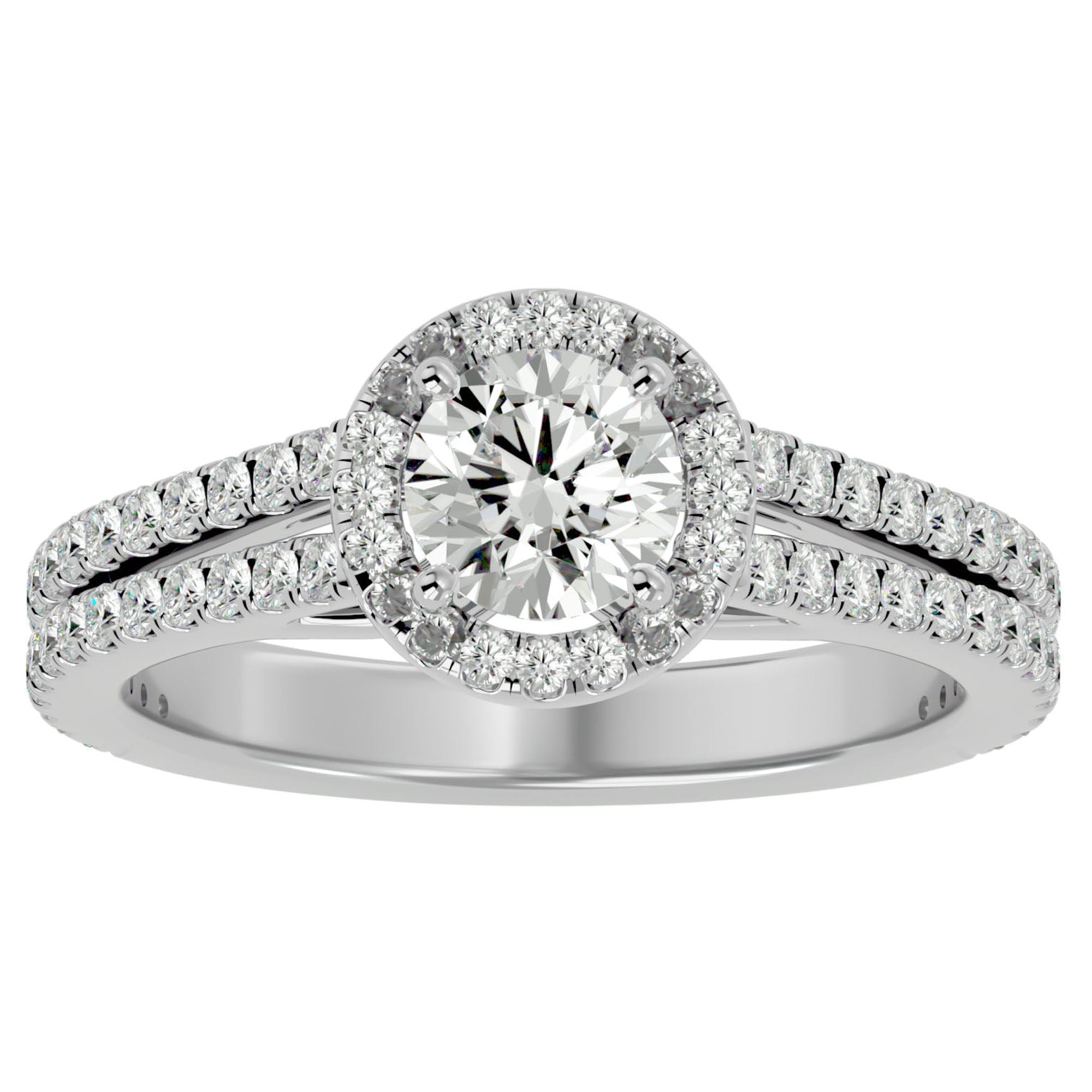 Inel de Logodnă din Aur 14k cu Diamante Create în Laborator Halo Etern Pavé de 1.13 ct din 14k Aur Alb - Castelo.ro