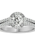Inel de Logodnă din Aur 14k cu Diamante Create în Laborator Halo Etern Pavé de 1.13 ct din 14k Aur Alb - Castelo.ro