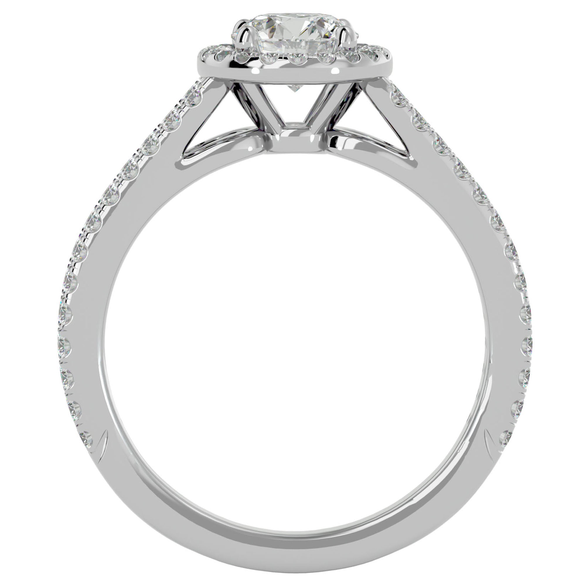 Inel de Logodnă din Aur 14k cu Diamante Create în Laborator Halo Etern Pavé de 1.13 ct din 14k Aur Alb - Castelo.ro