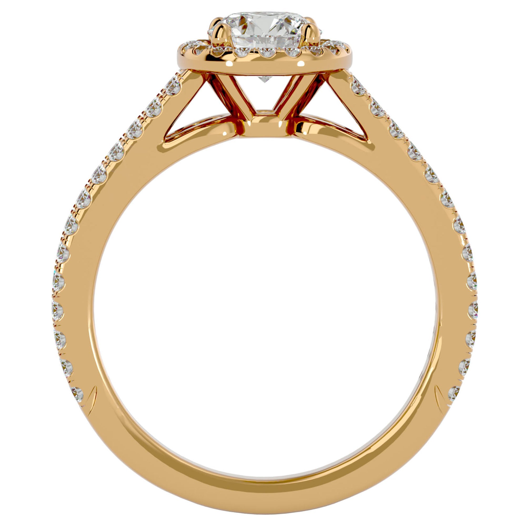 Inel de Logodnă din Aur 14k cu Moissanite Halo Etern Pavé de 1.13 ct din 14k Aur Galben - Castelo.ro