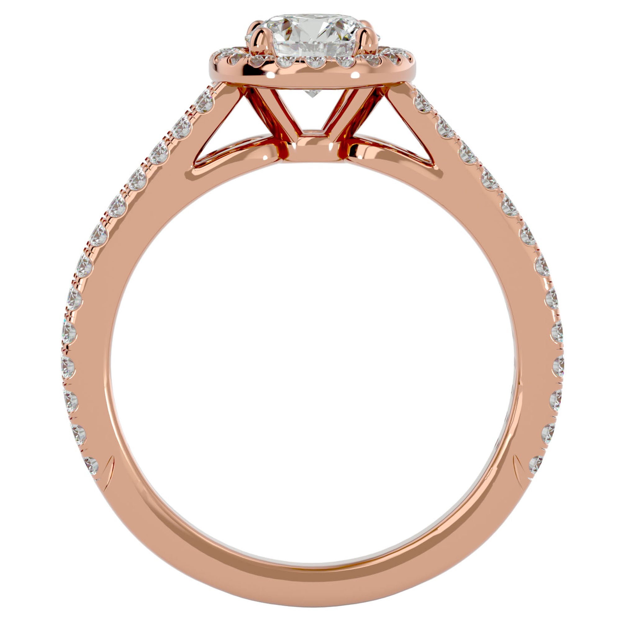 Inel de Logodnă din Aur 14k cu Diamante Create în Laborator Halo Etern Pavé de 1.13 ct din 14k Aur Roz - Castelo.ro
