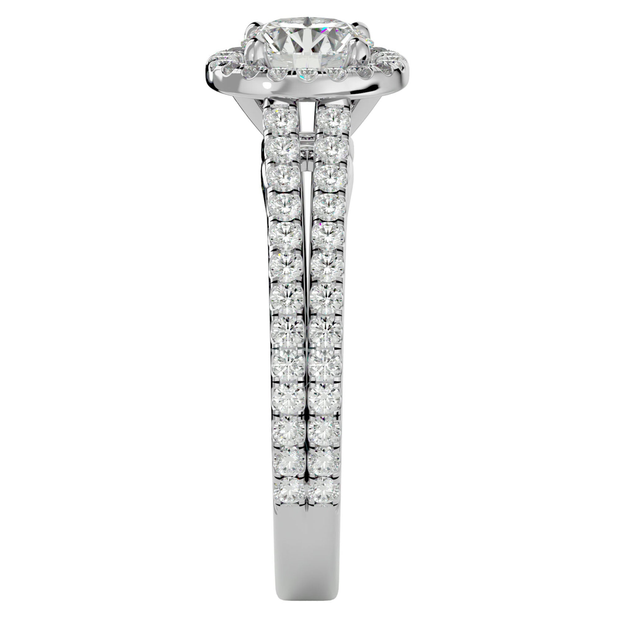 Inel de Logodnă din Aur 14k cu Diamante Create în Laborator Halo Etern Pavé de 1.13 ct din 14k Aur Alb - Castelo.ro