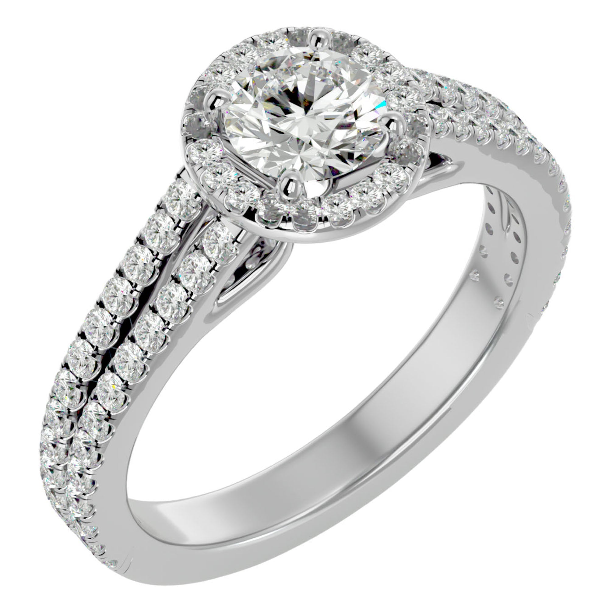 Inel de Logodnă cu Diamante Naturale Halo Etern Pavé de 1.13 ct din Platina - Castelo.ro