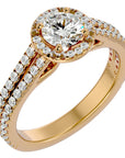 Inel de Logodnă cu Diamante Create în Laborator Halo Etern Pavé de 1.13 ct din 18k Aur Galben - Castelo.ro