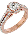 Inel de Logodnă cu Diamante Naturale Halo Etern Pavé de 1.13 ct din 18k Aur Roz - Castelo.ro