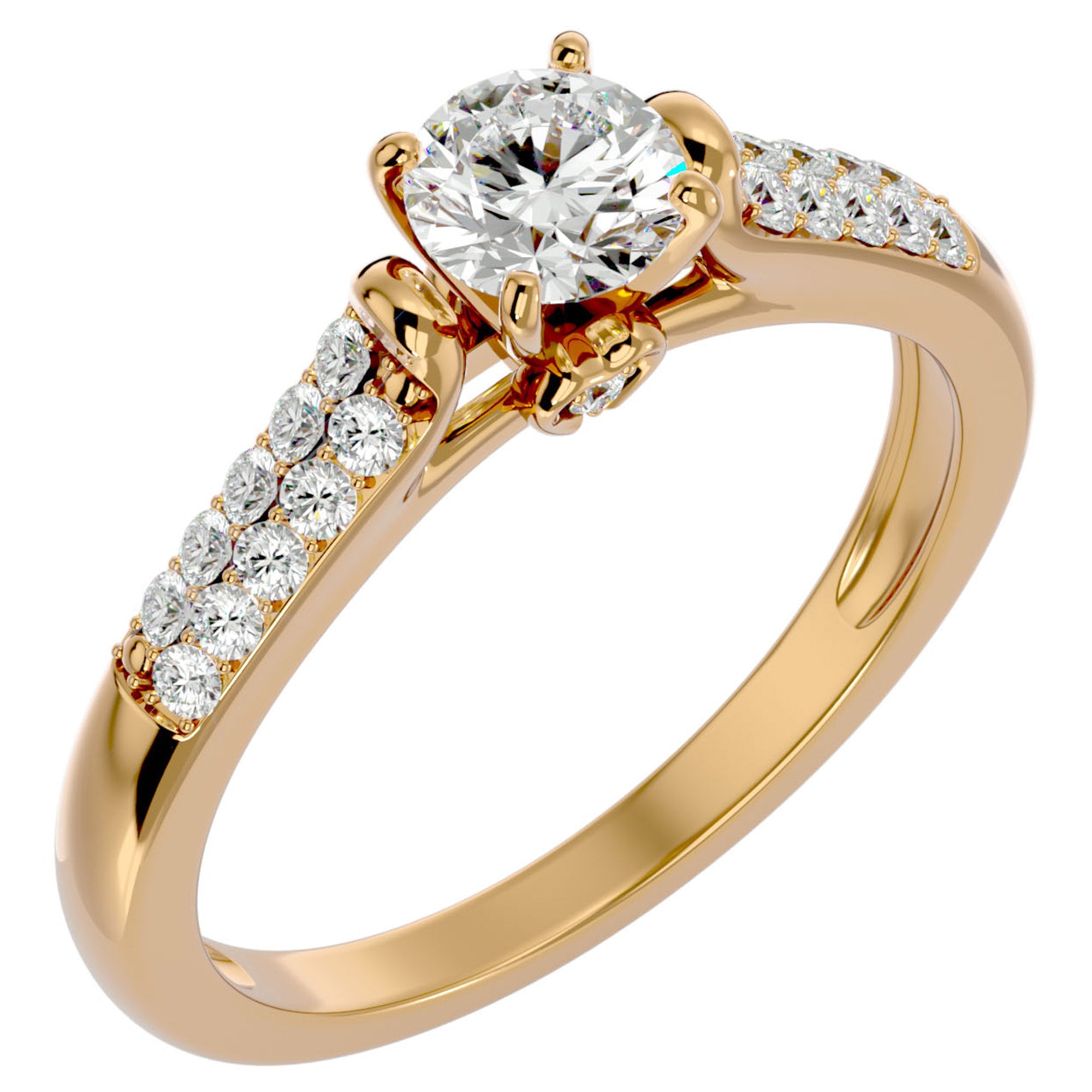 Inel De Logodnă Caresse de Mer din Aur 14k cu Moissanite de 0.69 ct din 14k Aur Galben - Castelo.ro