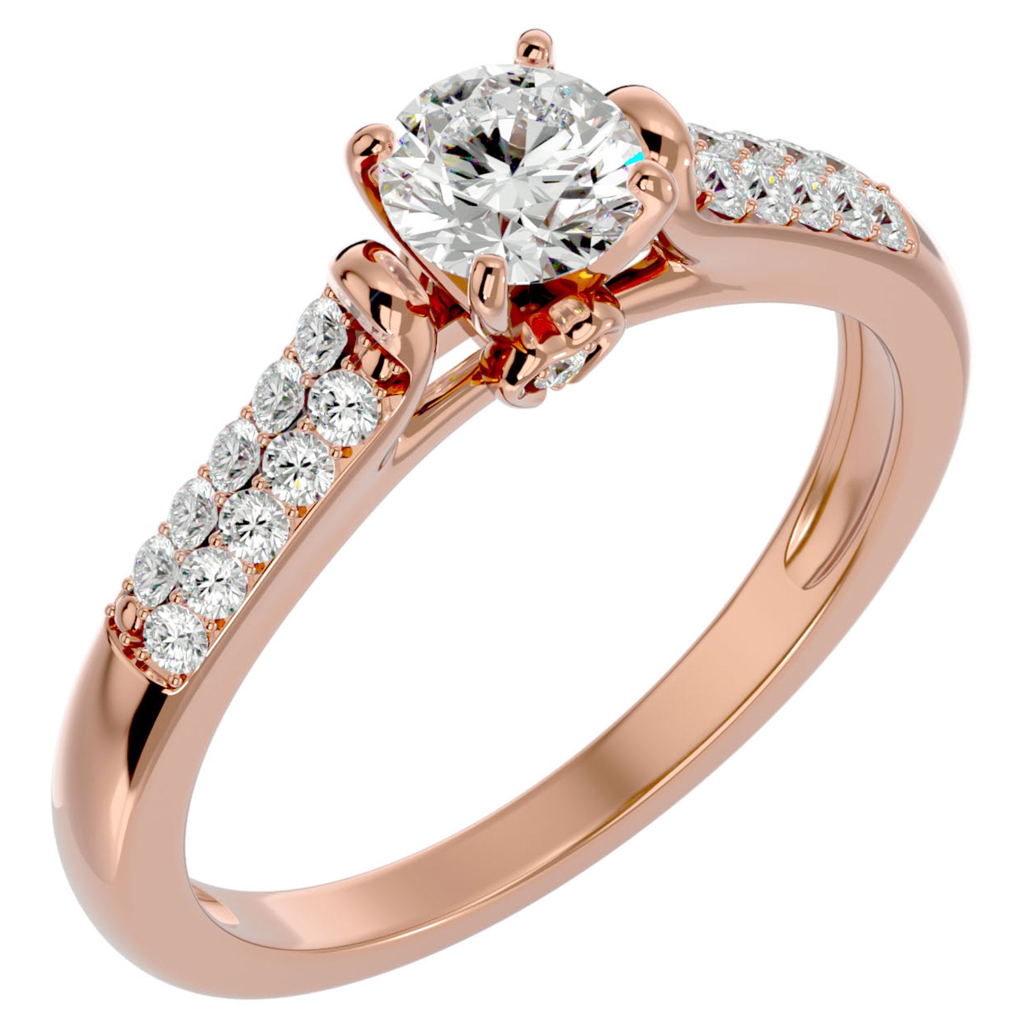 Inel De Logodnă Caresse de Mer cu Diamante Naturale de 0.69 ct din 18k Aur Roz - Castelo.ro