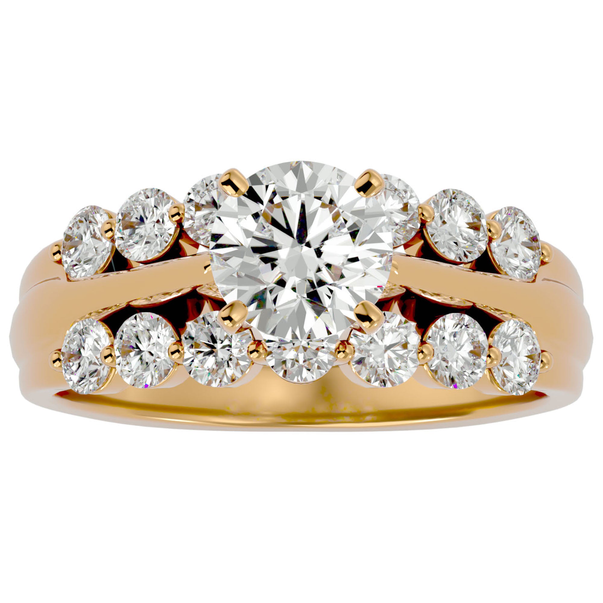 Inel De Logodnă Fleur Sauvage cu Diamante Naturale de 2.02 ct din 18k Aur Galben - Castelo.ro