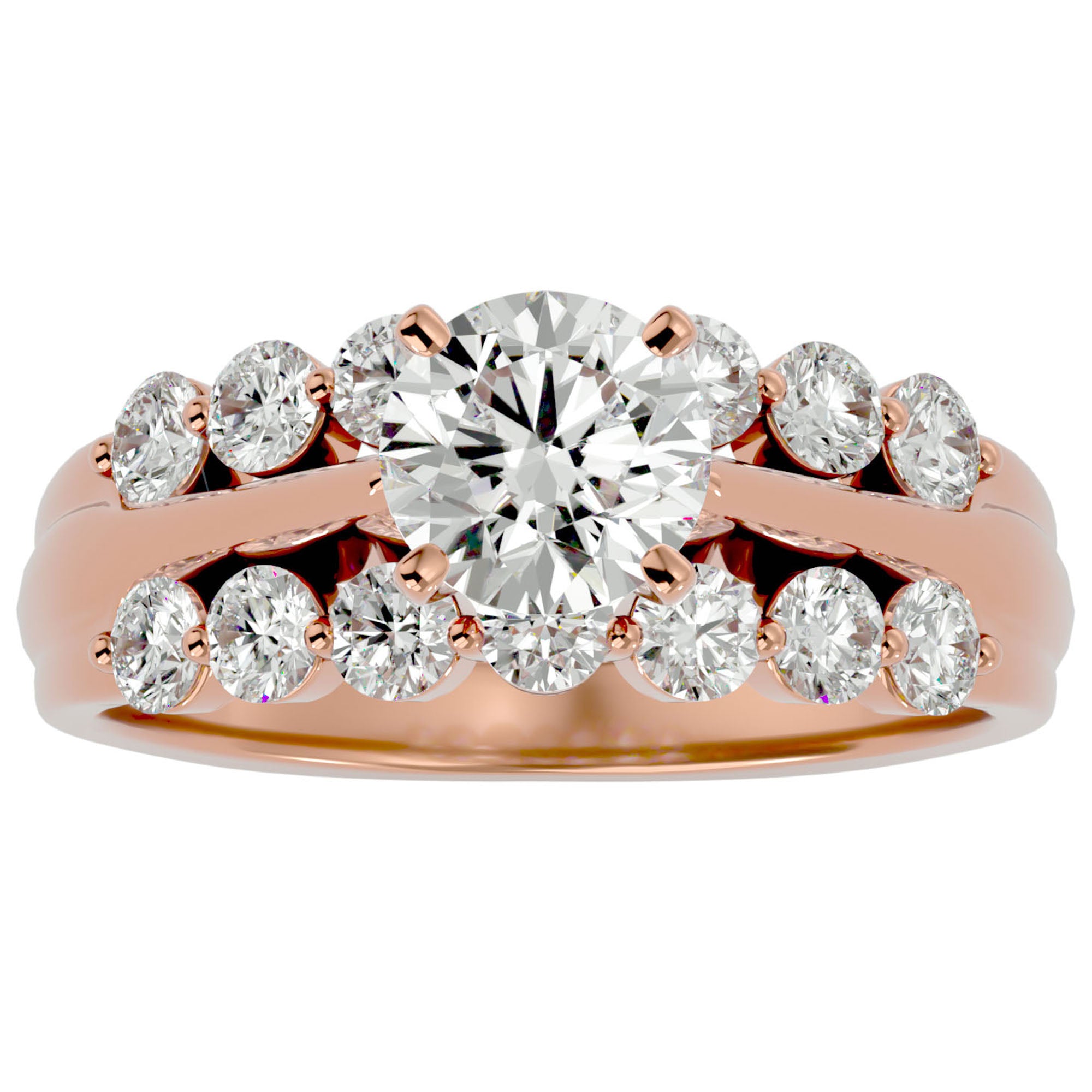 Inel De Logodnă Fleur Sauvage cu Diamante Naturale de 2.02 ct din 18k Aur Roz - Castelo.ro