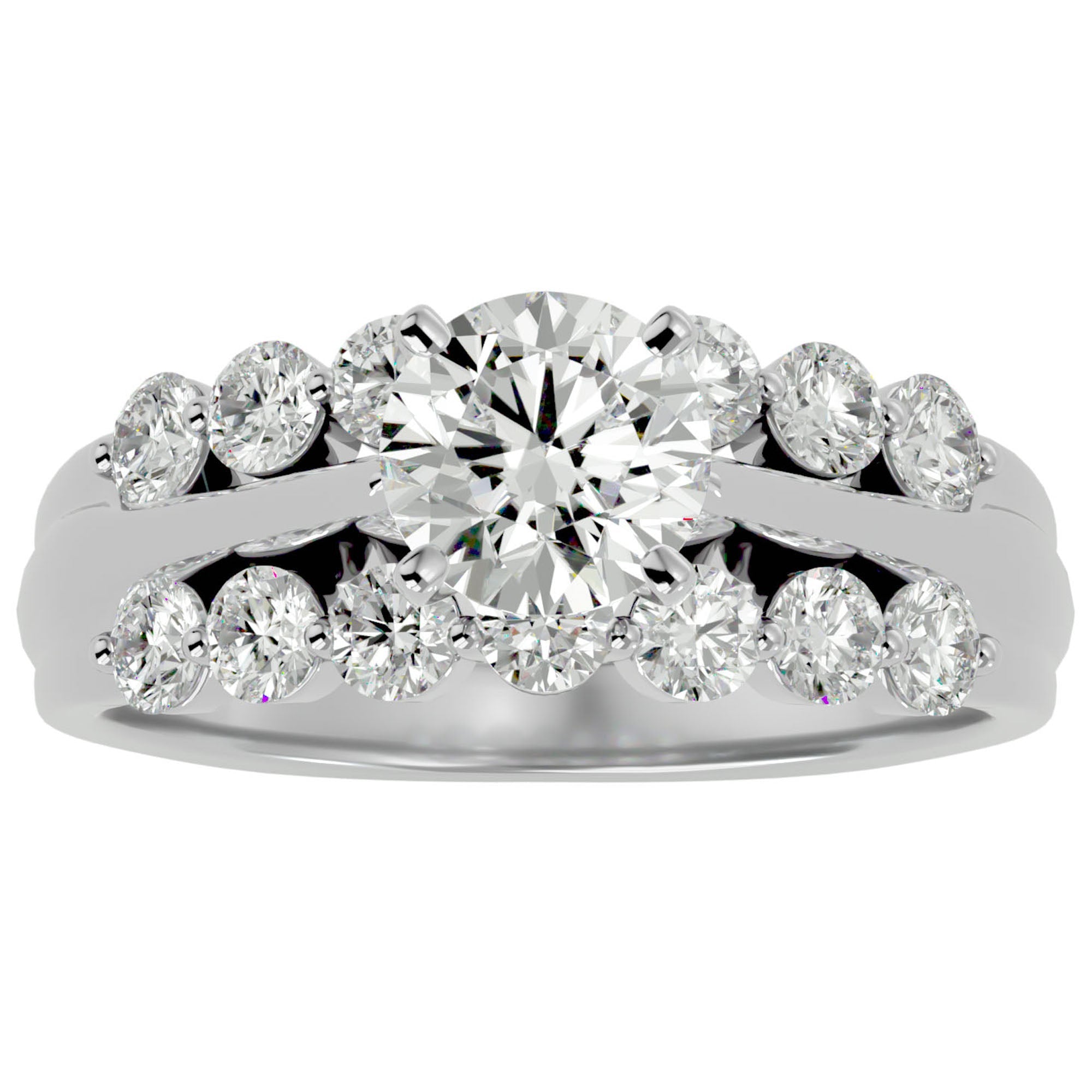 Inel De Logodnă Fleur Sauvage cu Moissanite de 2.02 ct din Platina - Castelo.ro