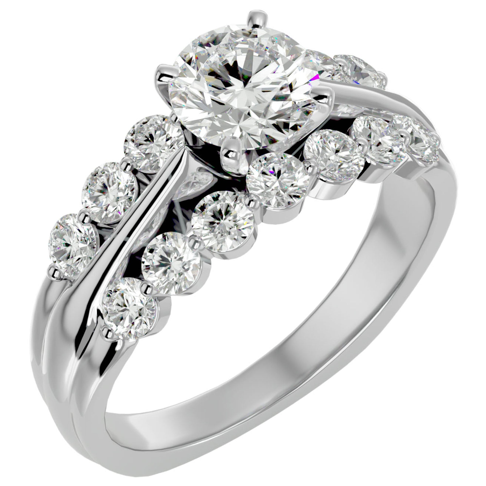 Inel De Logodnă Fleur Sauvage din Aur 14k cu Diamante Naturale de 2.02 ct din 14k Aur Alb - Castelo.ro