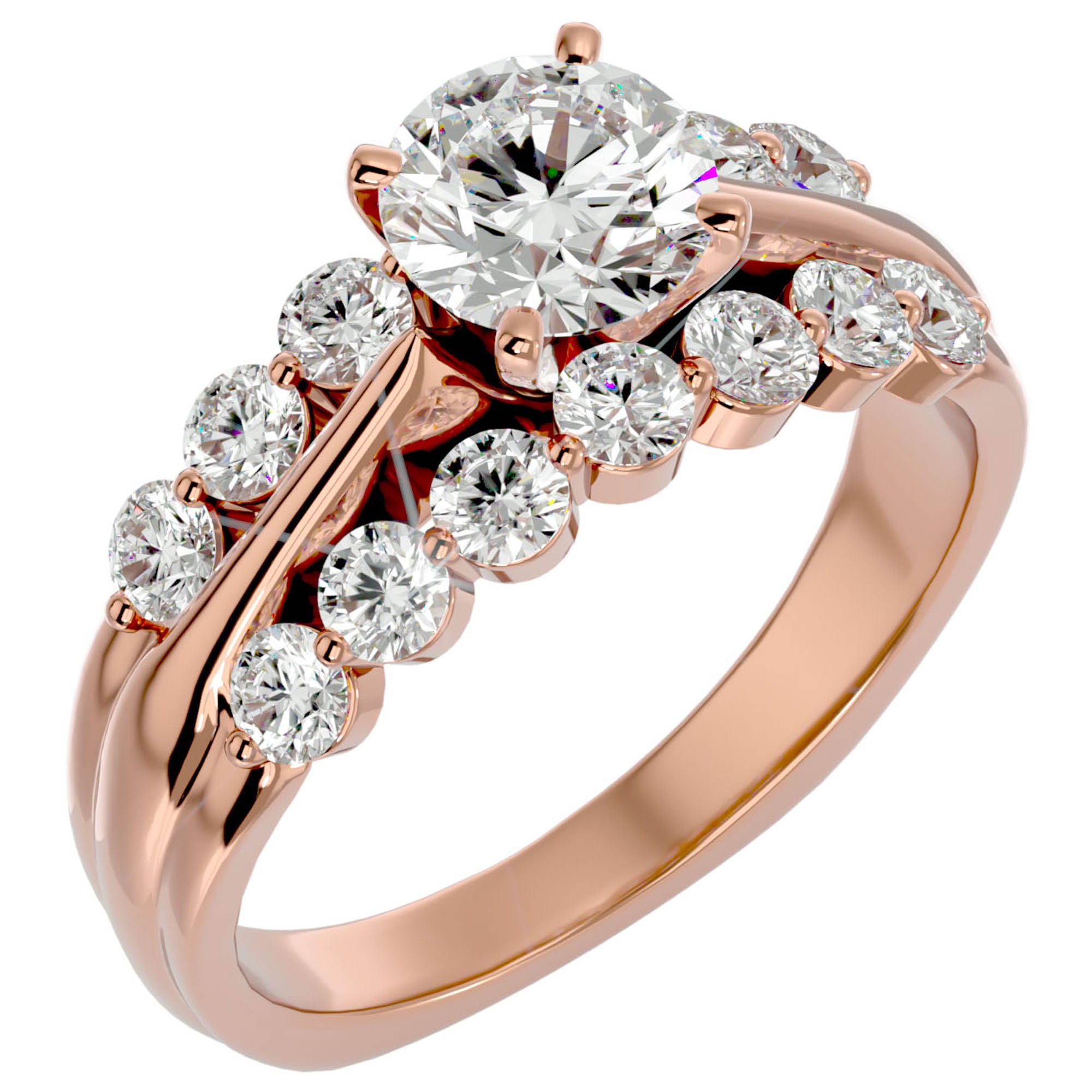 Inel De Logodnă Fleur Sauvage cu Diamante Naturale de 2.02 ct din 18k Aur Roz - Castelo.ro