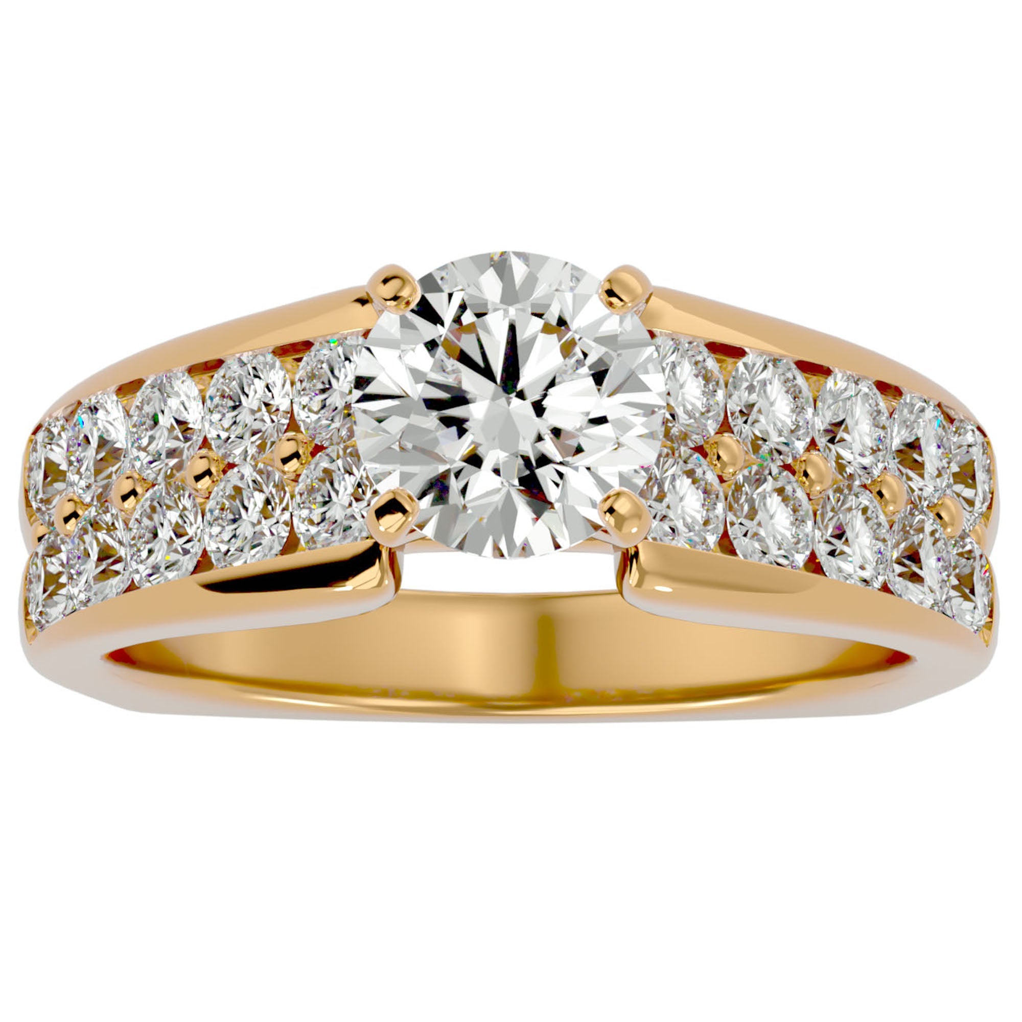 Inel De Logodnă Torrent de Vie din Aur 14k cu Moissanite de 2.03 ct din 14k Aur Galben - Castelo.ro