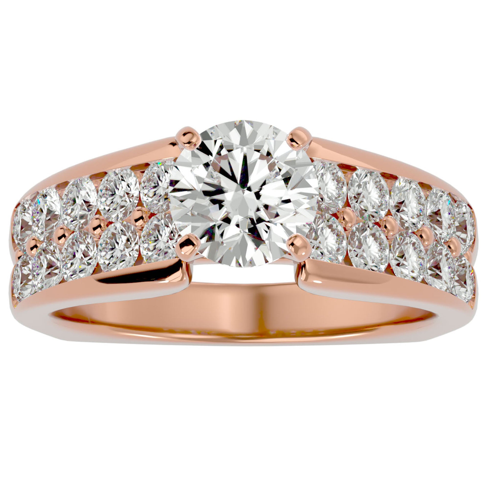 Inel De Logodnă Torrent de Vie din Aur 14k cu Moissanite de 2.03 ct din 14k Aur Roz - Castelo.ro