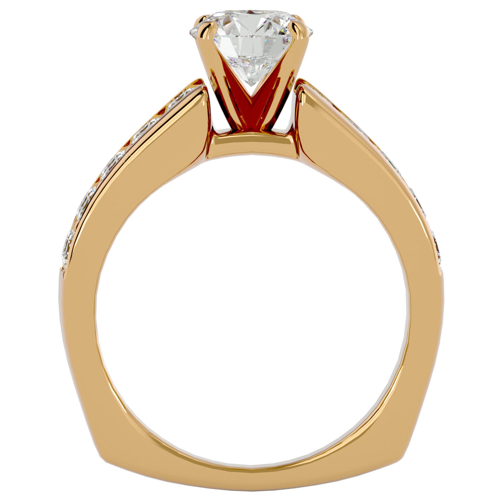 Inel De Logodnă Torrent de Vie din Aur 14k cu Moissanite de 2.03 ct din 14k Aur Galben - Castelo.ro