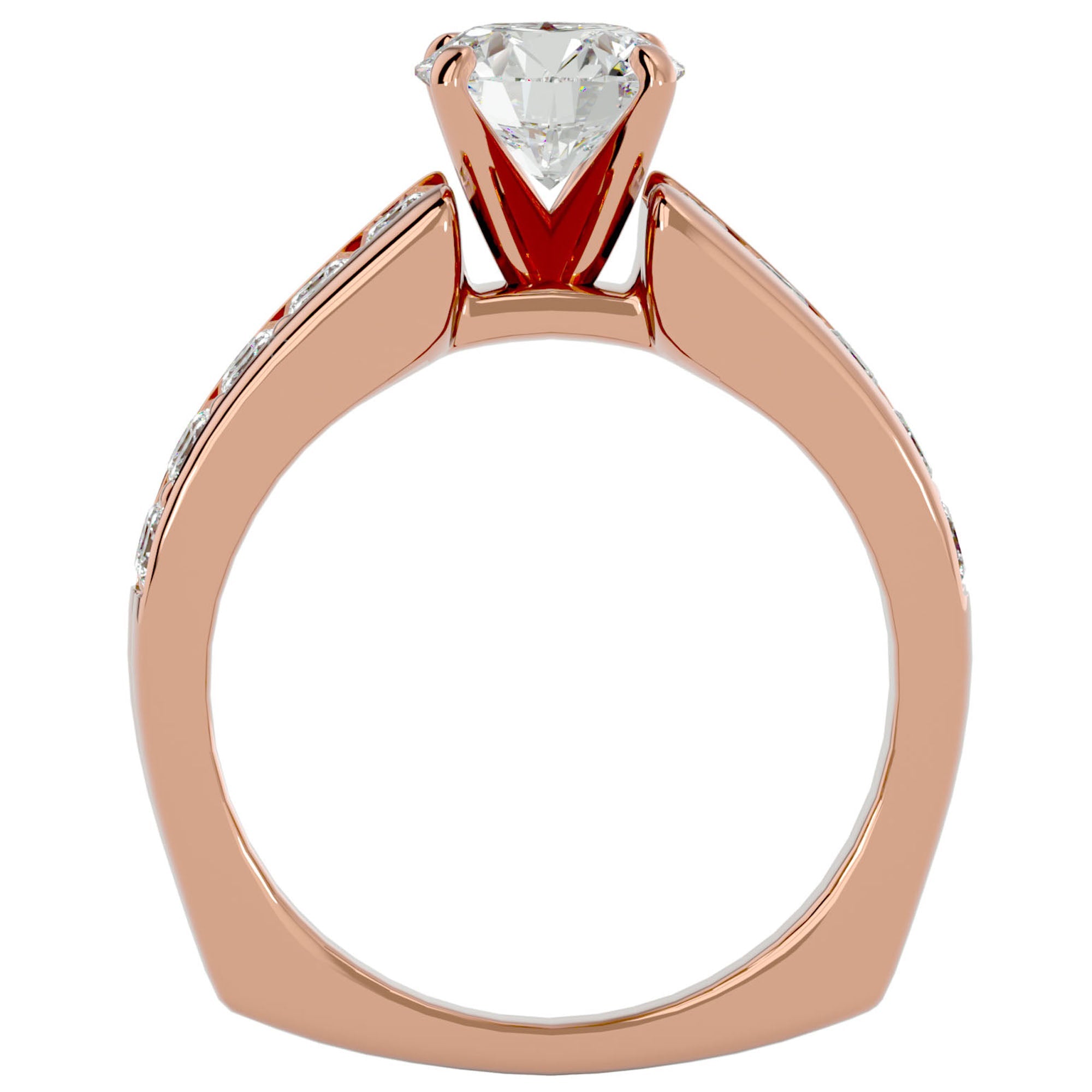 Inel De Logodnă Torrent de Vie din Aur 14k cu Moissanite de 2.03 ct din 14k Aur Roz - Castelo.ro