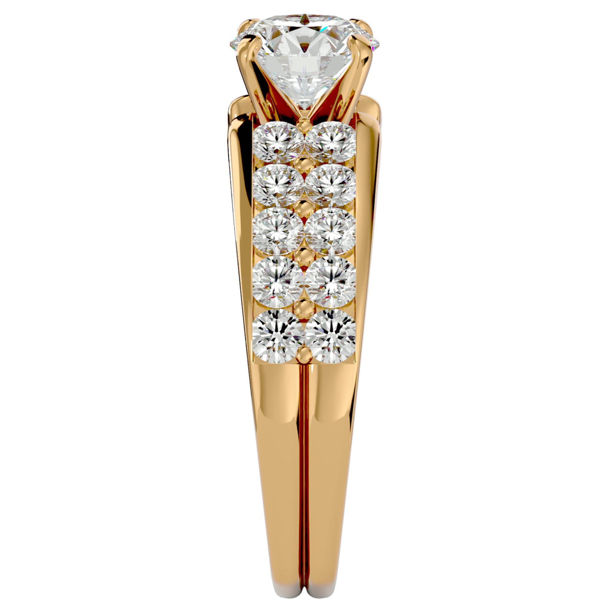 Inel De Logodnă Torrent de Vie din Aur 14k cu Moissanite de 2.03 ct din 14k Aur Galben - Castelo.ro