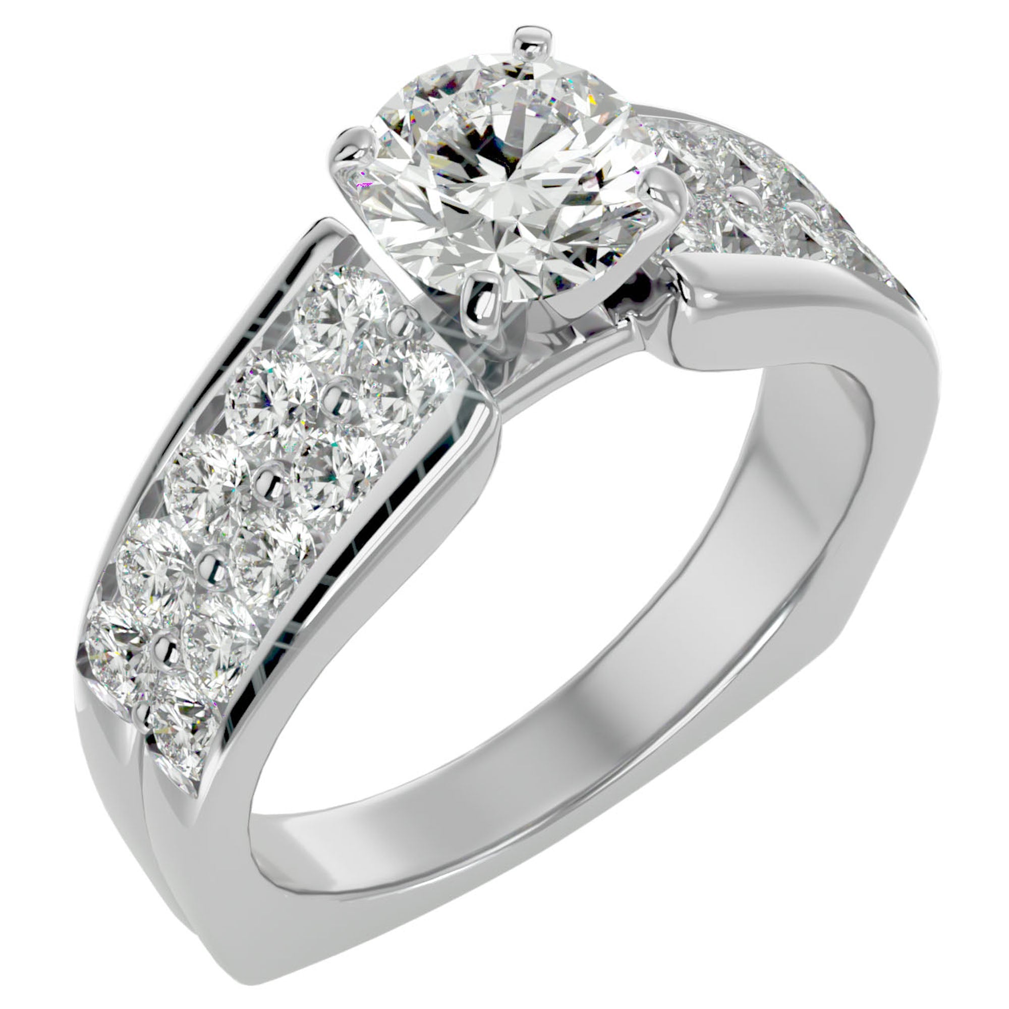 Inel De Logodnă Torrent de Vie din Aur 14k cu Moissanite de 2.03 ct din 14k Aur Alb - Castelo.ro