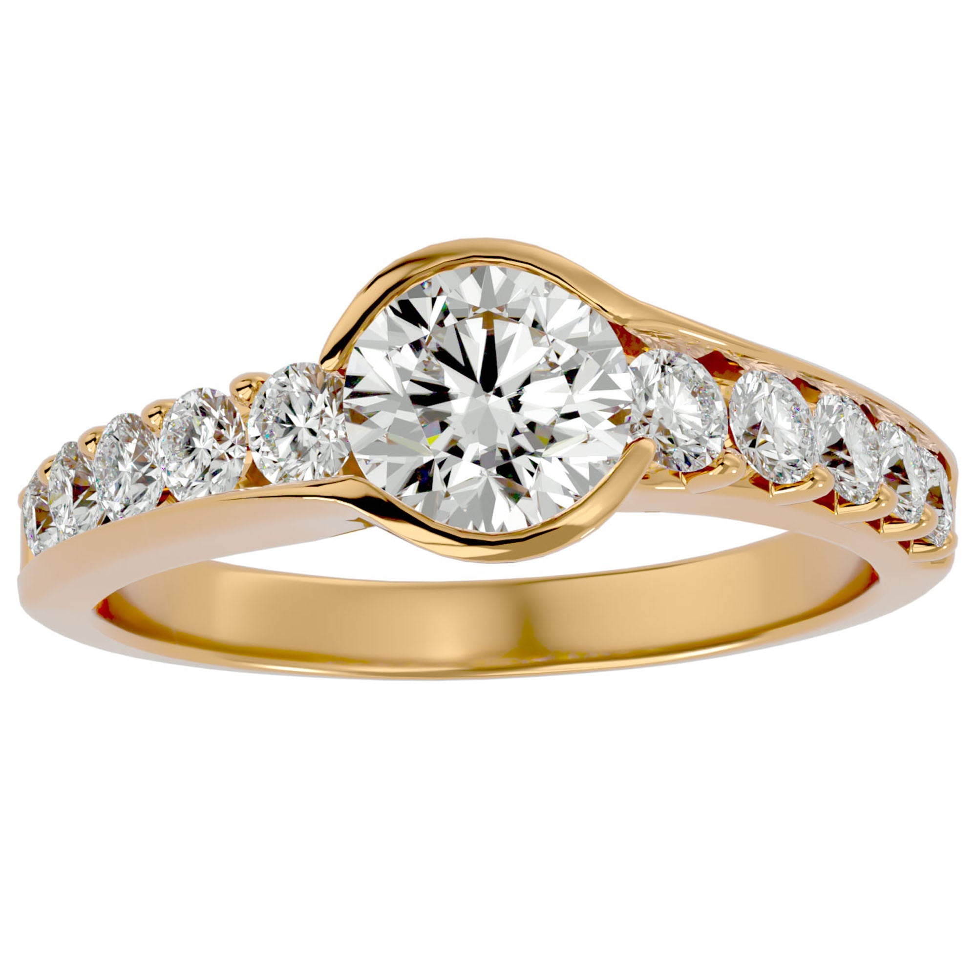 Inel De Logodnă Torrent de Vie din Aur 14k cu Diamante Create în Laborator de 1.69 ct din 14k Aur Galben - Castelo.ro