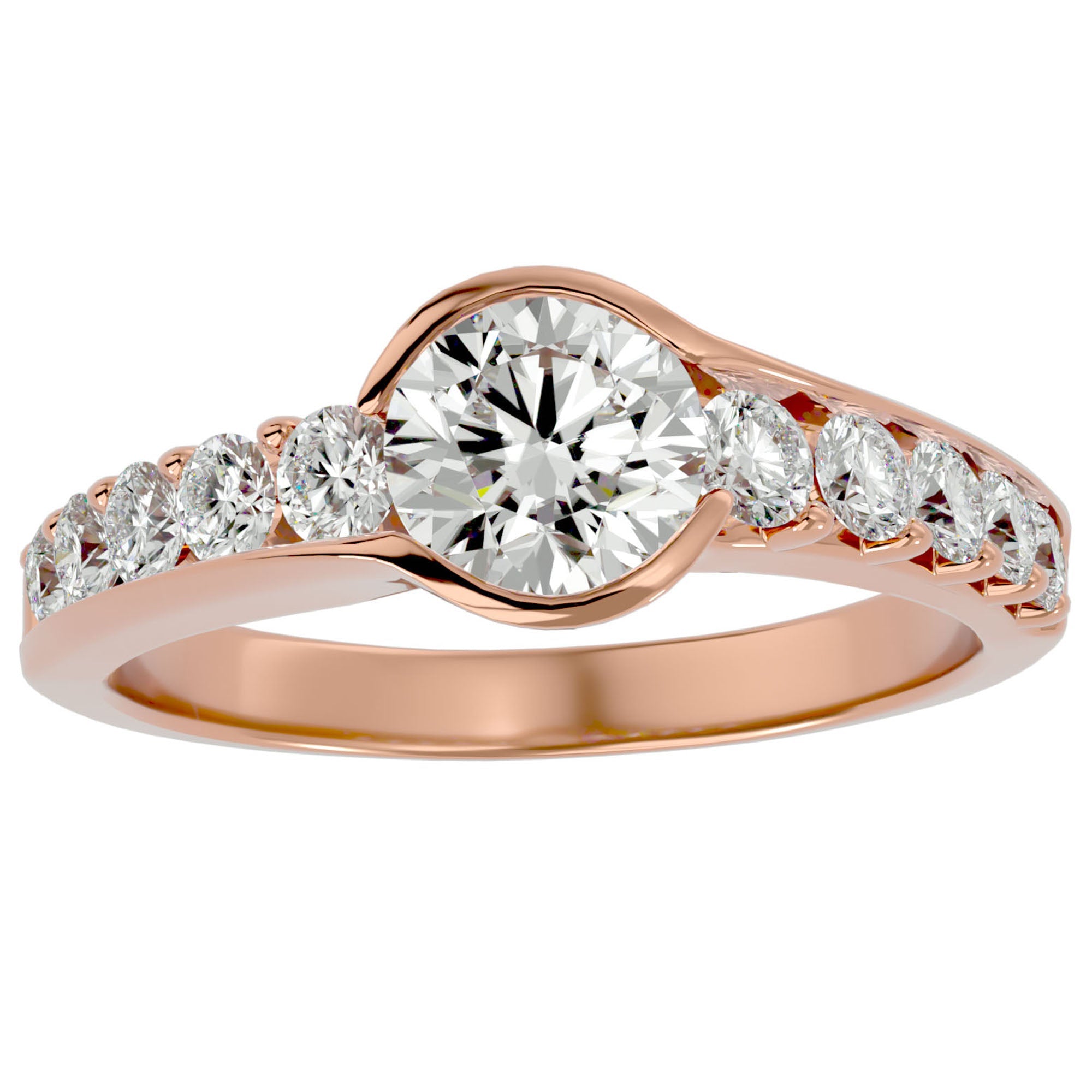 Inel De Logodnă Torrent de Vie cu Diamante Naturale de 1.69 ct din 18k Aur Roz - Castelo.ro