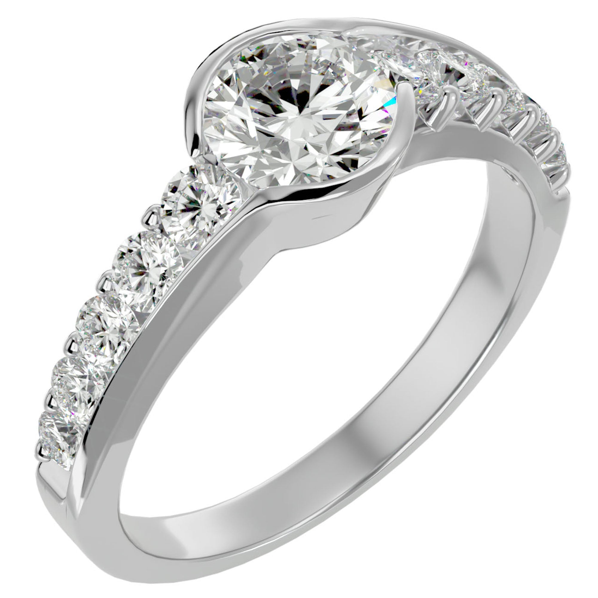 Inel De Logodnă Torrent de Vie cu Moissanite de 1.69 ct din Platina - Castelo.ro