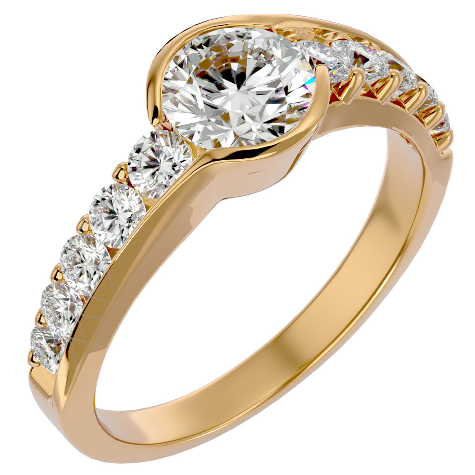 Inel De Logodnă Torrent de Vie cu Diamante Naturale de 1.69 ct din 18k Aur Galben - Castelo.ro
