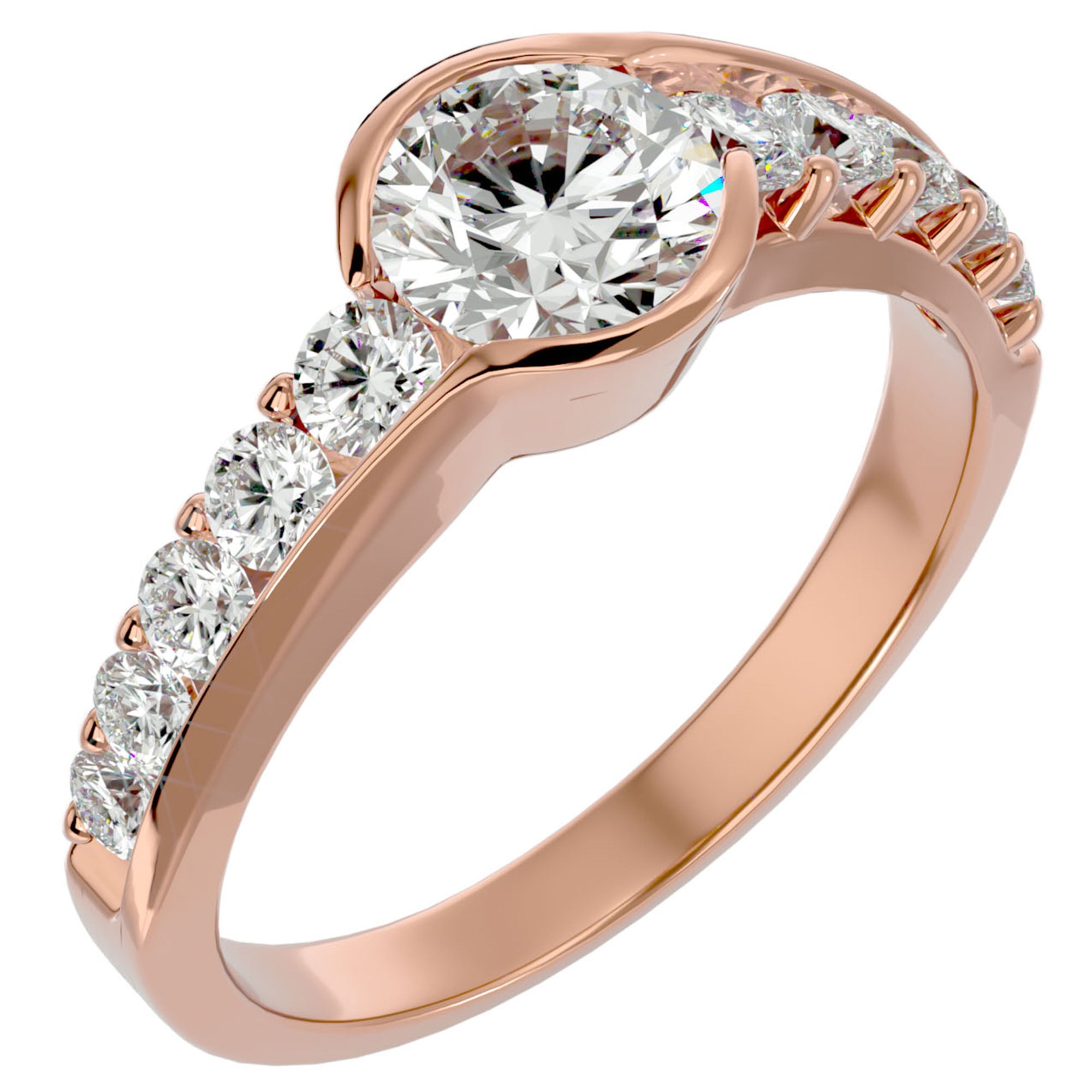 Inel De Logodnă Torrent de Vie cu Moissanite de 1.69 ct din 18k Aur Roz - Castelo.ro