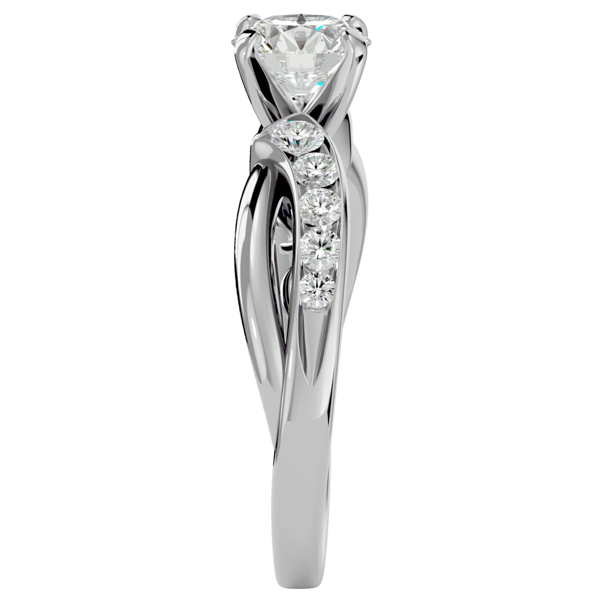 Inel De Logodnă Mirage de Lune din Aur 14k cu Diamante Naturale de 1.09 ct din 14k Aur Alb - Castelo.ro