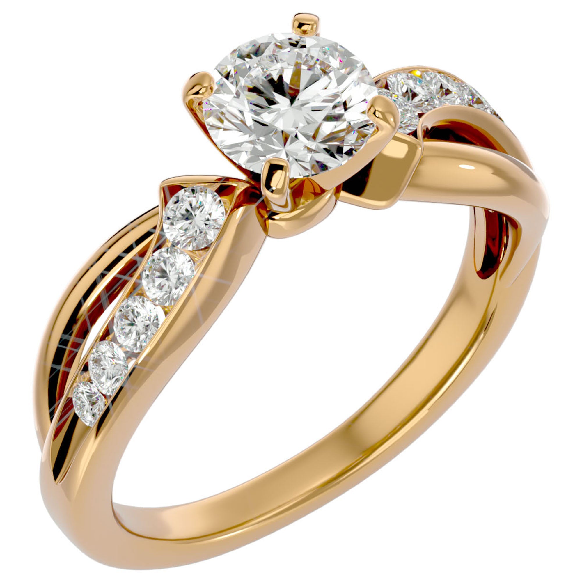 Inel De Logodnă Mirage de Lune cu Moissanite de 1.09 ct din 18k Aur Galben - Castelo.ro