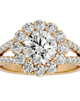 Inel de Logodnă Floral din Aur 14k cu Diamante Create în Laborator Halo Etern Pavé de 2.51 ct din 14k Aur Galben - Castelo.ro
