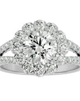 Inel de Logodnă Floral din Aur 14k cu Moissanite Halo Etern Pavé de 2.51 ct din 14k Aur Alb - Castelo.ro
