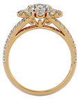 Inel de Logodnă Floral cu Moissanite Halo Etern Pavé de 2.51 ct din 18k Aur Galben - Castelo.ro